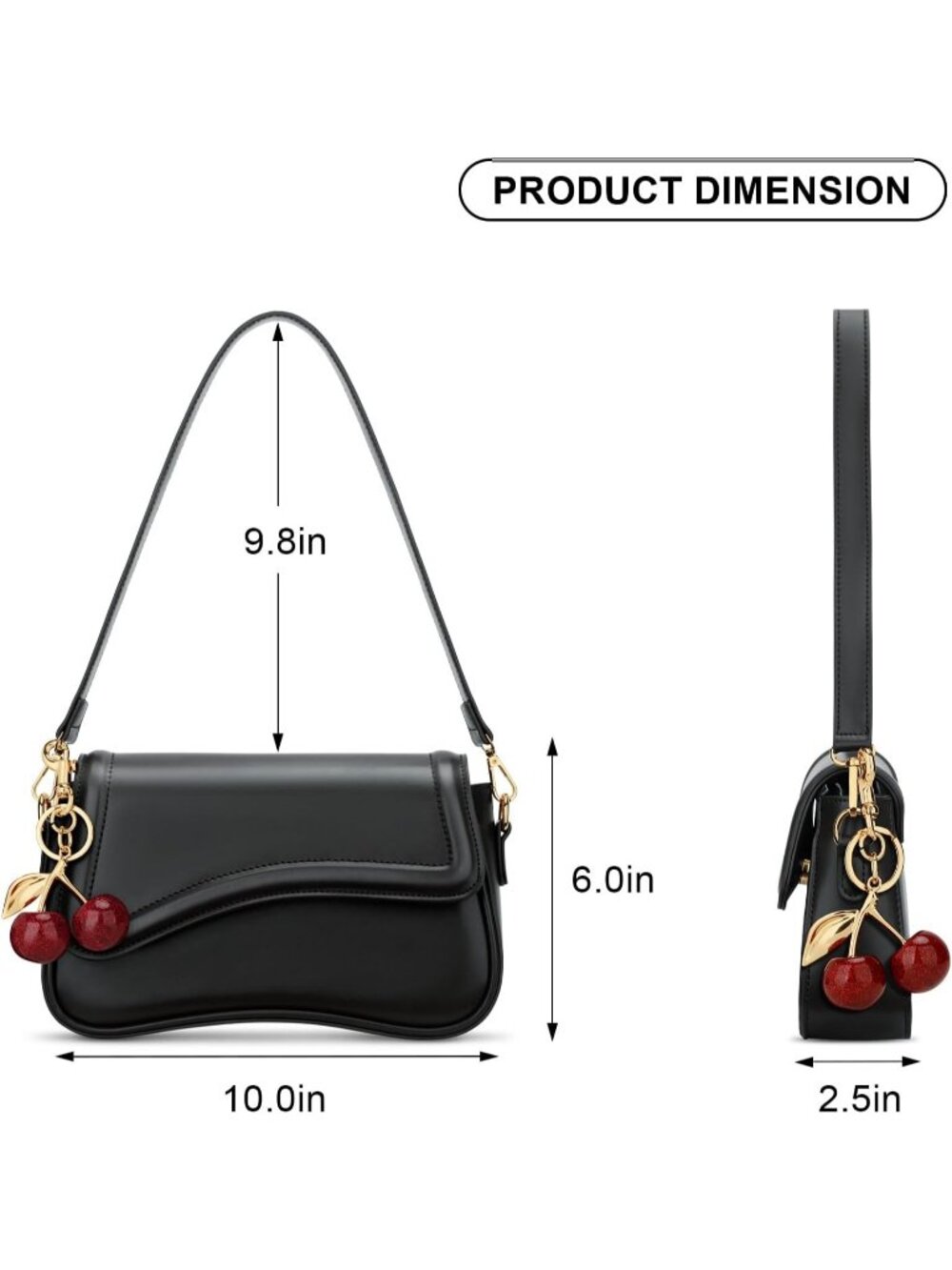 Women's Red Black Mini Hobo Shoulder Bag Crossbody Purse Detachable Strap - Picture 6 of 7